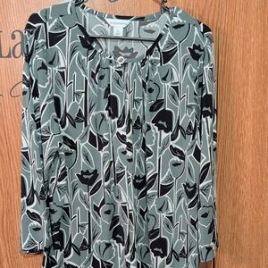 Liz Claiborne Women's Floral Blouse - Black and Gray